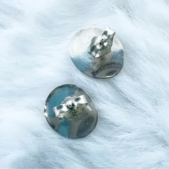 *SOLD* Vintage Turquoise Silver 925 Native Handmade Earrings Native Navajo - Picture 8 of 9